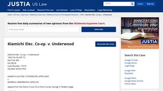 Kiamichi Elec. Co-op. v. Underwood :: 1992 :: Oklahoma Court of Civil ...