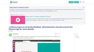 Kibana log in is currently disabled. administrators should consult the ...
