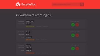 kickasstorrents.com passwords - BugMeNot