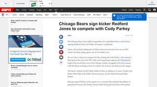 Chicago Bears sign kicker Redford Jones to compete with Cody Parkey