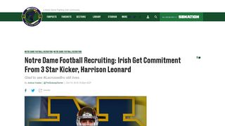 Notre Dame Gets Commitment From 3 Star Kicker, Harrison Leonard ...