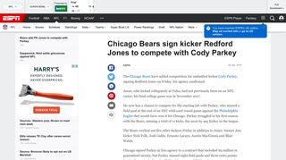 Chicago Bears schedule workouts with place-kickers - ESPN