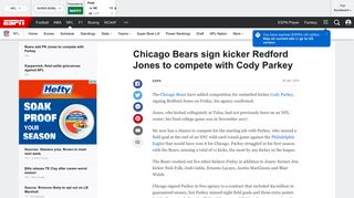 Chicago Bears sign kicker Redford Jones to compete with Cody Parkey