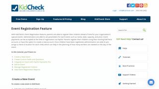 Event Registration Feature - KidCheck