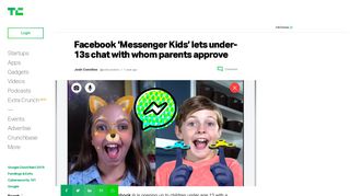 Facebook 'Messenger Kids' lets under-13s chat with whom parents ...