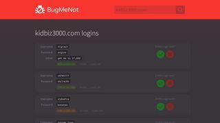 kidbiz3000.com passwords - BugMeNot