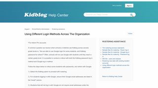 Using different login methods across the organization - Kidblog