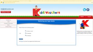 Retrieving your login details - KiddiVouchers Childcare Vouchers