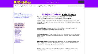 Children's Songs with free lyrics, music and printable ... - KIDiddles