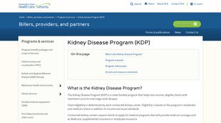 Kidney Disease Program (KDP) | Washington State Health Care ...