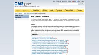 ESRD - General Information - Centers for Medicare & Medicaid Services