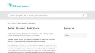Education.com | Games - Classroom - Student Login