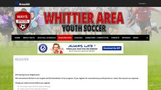 Register | Whittier Area Youth Soccer - Kreezee.com