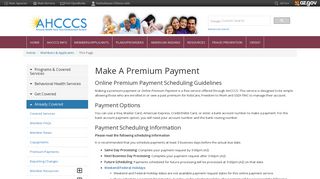 Make a Premium Payment - ahcccs
