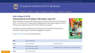 Kids College @ CATEC | Charlottesville City Schools