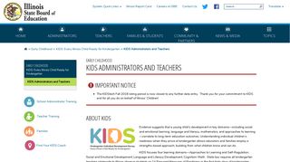 KIDS Administrators and Teachers - Illinois State Board of Education