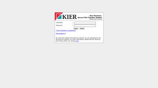 Kier Pensions Secure File Transfer System - Login