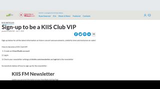 Sign-up to be a KIIS Club VIP | KIIS FM