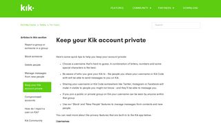Keep your Kik account private – Kik Help Center