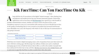 Kik FaceTime: Can You FaceTime On Kik - Kik Login Online