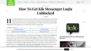 How To Get Kik Messenger Login Unblocked - Kik Login Online