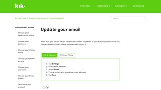 Update your email – Kik Help Center