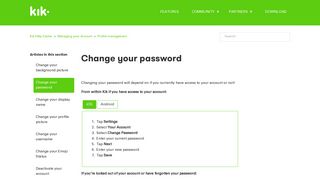 Change your password – Kik Help Center