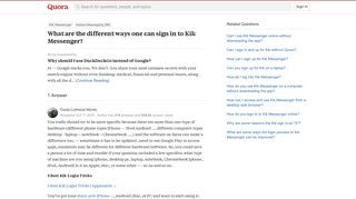 What are the different ways one can sign in to Kik Messenger? - Quora