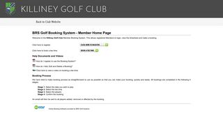 BRS Online Golf Tee Booking System for Killiney Golf Club