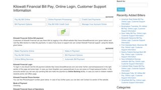 Kilowatt Financial Bill Pay, Online Login, Customer Support Information