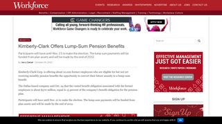 Kimberly-Clark Offers Lump-Sum Pension Benefits - Workforce