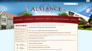 Alliance, OH - Official Website - Trash Service FAQ