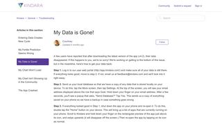 My Data is Gone! – Kindara