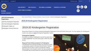 2019-20 Kindergarten Registration - Boise School District