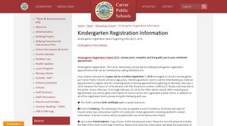 Kindergarten Registration Information | Carver Public Schools
