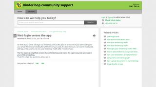 Web login verses the app : Kinderloop community support