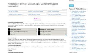 Kinderstreet Bill Pay, Online Login, Customer Support Information