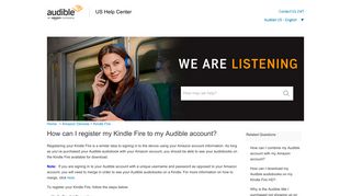 How can I register my Kindle Fire to my Audible account?