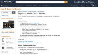 Amazon.com.au Help: Sign in to Kindle Cloud Reader