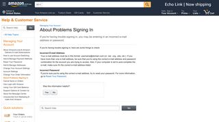 Amazon.com.au Help: About Problems Signing In