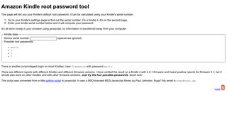 Amazon Kindle root password tool