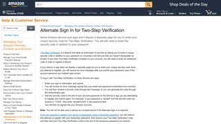 Amazon.com Help: Alternate Sign In for Two-Step Verification