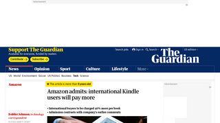 Amazon admits: international Kindle users will pay more | Technology ...