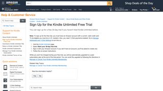Amazon.com Help: Sign up for Kindle Unlimited Free Trial