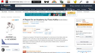 A Report for an Academy by Franz Kafka - Kindle edition by Franz ...