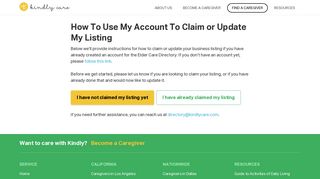 How To Use My Account To Claim or Update My Listing - Kindly Care