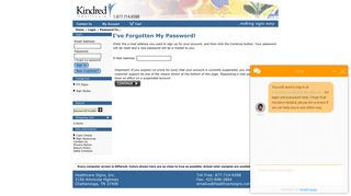 Kindred Healthcare Sign Store | password forgotten