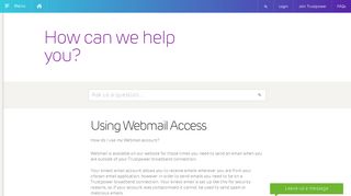Answer Detail | Using Webmail Access - Ask Trustpower