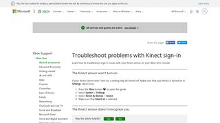 Troubleshoot Kinect Sign-In | Kinect Troubleshooting - Xbox Support