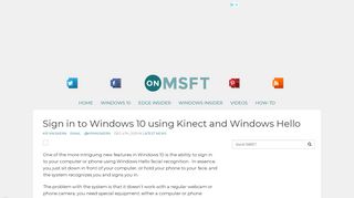 Sign in to Windows 10 using Kinect and Windows Hello OnMSFT.com